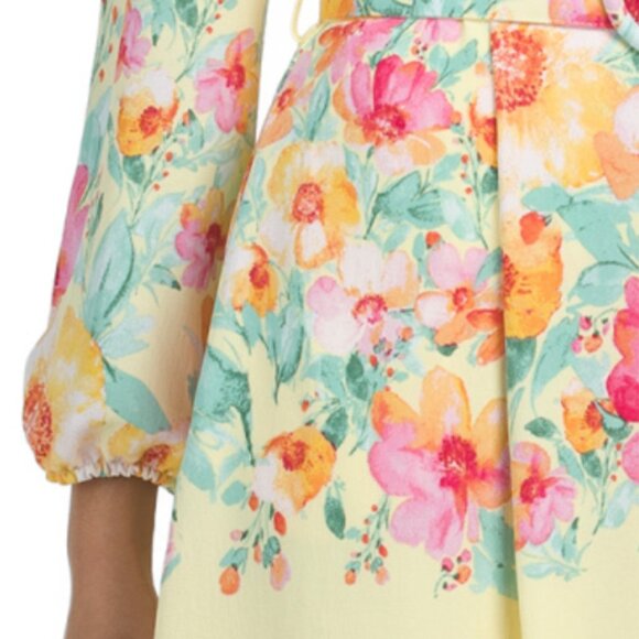 TAHARI ASL Long Sleeve Belted Floral Mini Dress - Picture 5 of 5